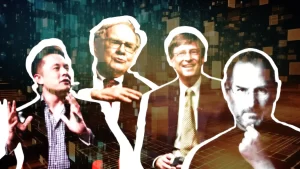 Success is not guaranteed, but it can be achieved by cultivating positive habits that parallel the strategies embraced by successful business leaders (from L to R: Elon Musk, Warren Buffett, Bill Gates and Steve Jobs)